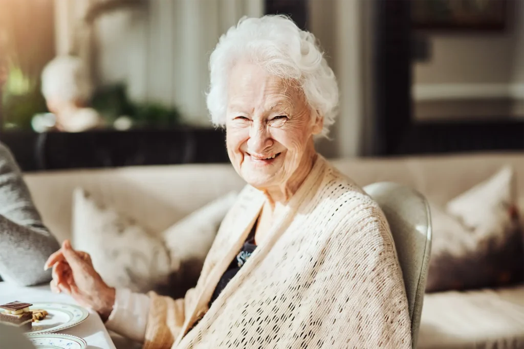 Happy senior women having dessert